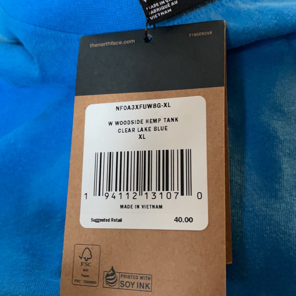 NWT The North Face Woodside Hemp Tank Clear Lake Blue - Picture 7 of 10